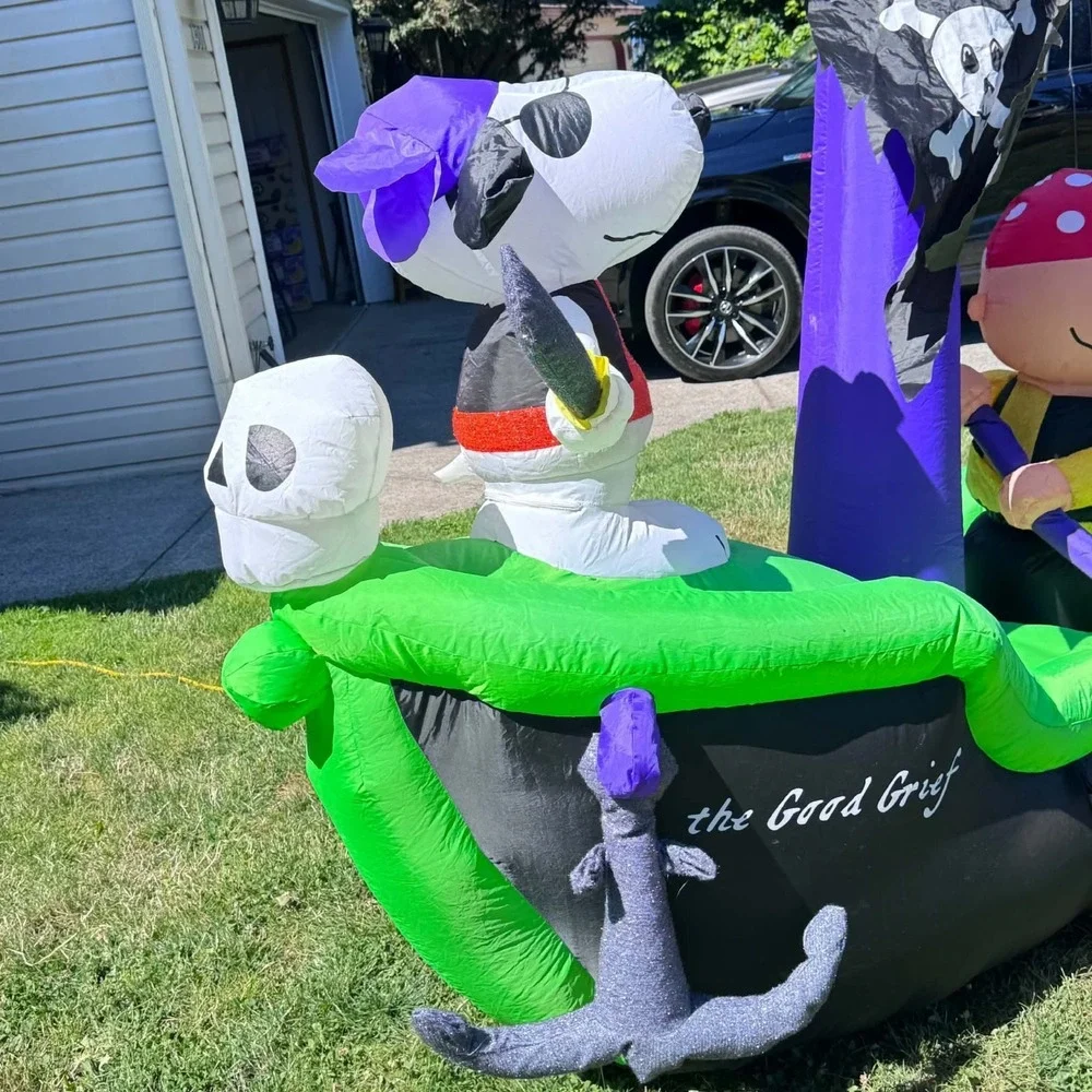 Gemmy Good Grief Peanuts Halloween Inflatable Snoopy Charlie Brown Pirate Ship